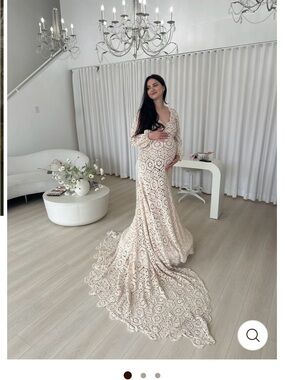 Boho Lace Maxi Maternity Dress - Cream